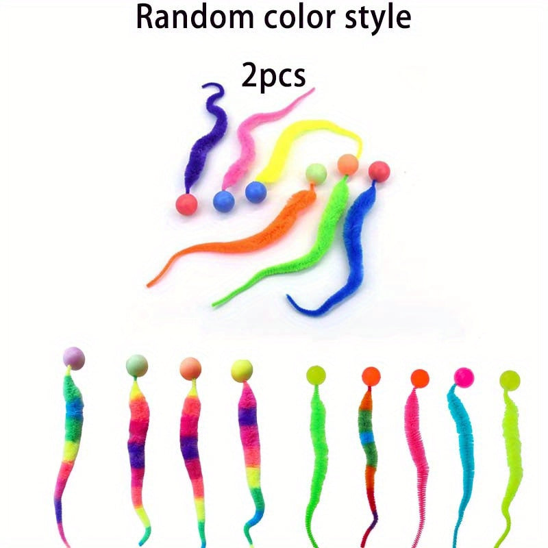 Interaktive Katzenspielzeuge im 2er-Set mit buntem Ball und Plüsch-Teaser