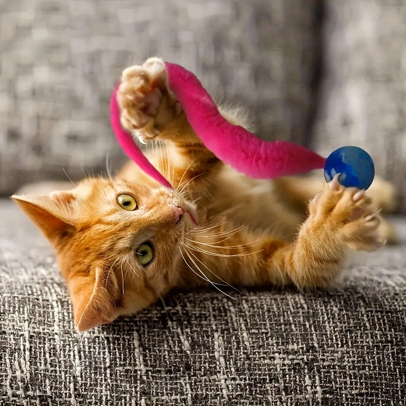 Interaktive Katzenspielzeuge im 2er-Set mit buntem Ball und Plüsch-Teaser