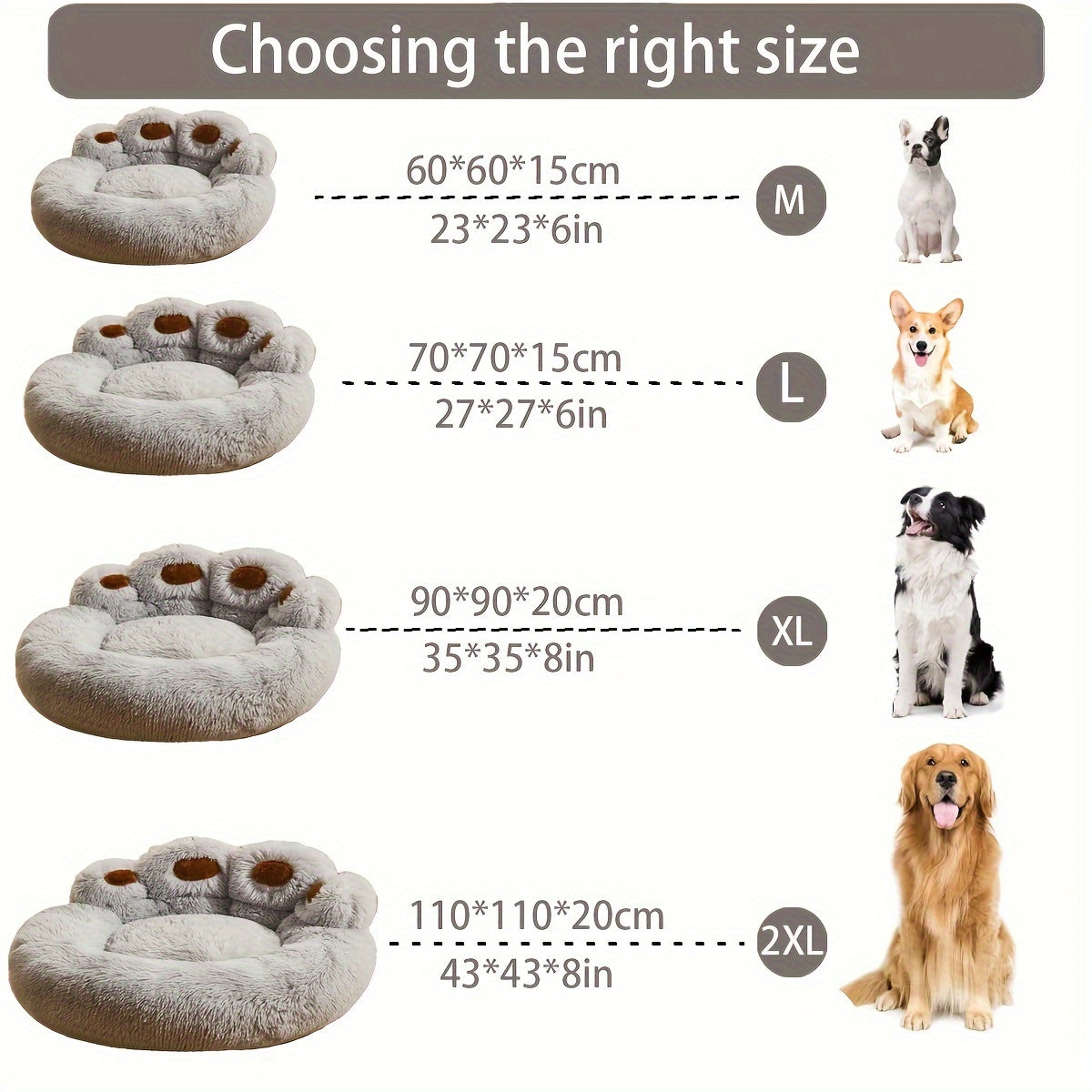 Gemütliches Rundbett für Haustiere in Pfotenform