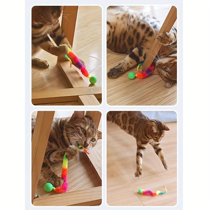 Interaktive Katzenspielzeuge im 2er-Set mit buntem Ball und Plüsch-Teaser