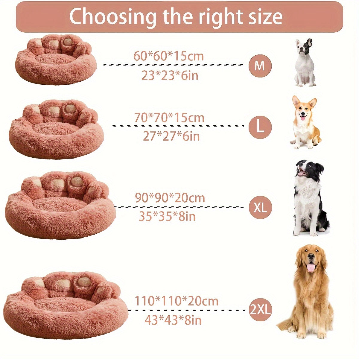 Gemütliches Rundbett für Haustiere in Pfotenform