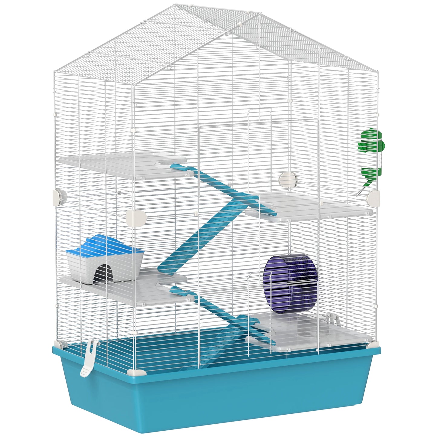 Vielseitiger Hamsterkäfig mit fünf Ebenen in Hellblau