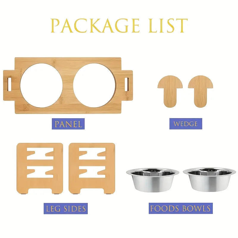 Verstellbarer Bambus Futternapfständer für Hunde und Katzen