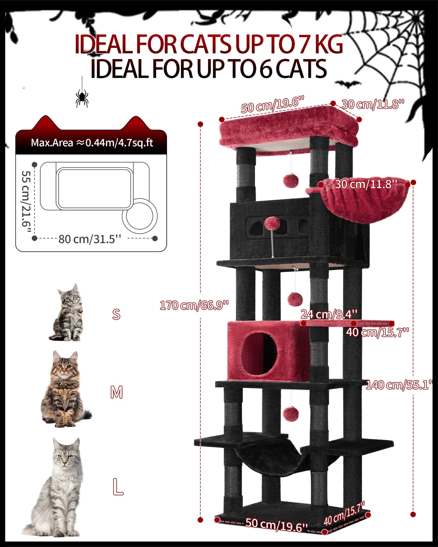 Großer luxuriöser Katzenkratzbaum mit gemütlichen Höhlen und Spielmöglichkeiten