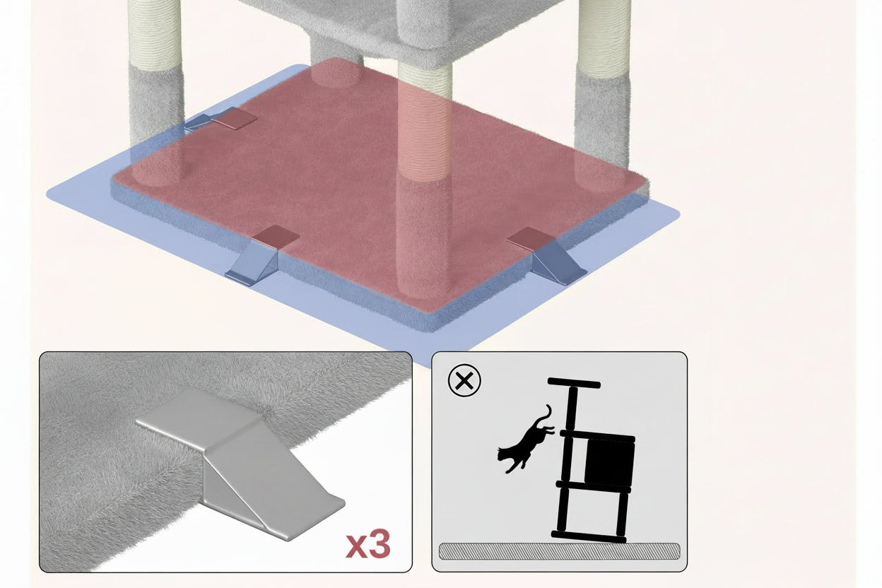 XXL Katzenbaum aus Holz für große Katzen mit Hängematte und Kratzbrett