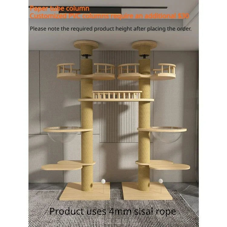 Eleganter Kratzbaum aus massivem Holz für anspruchsvolle Katzen