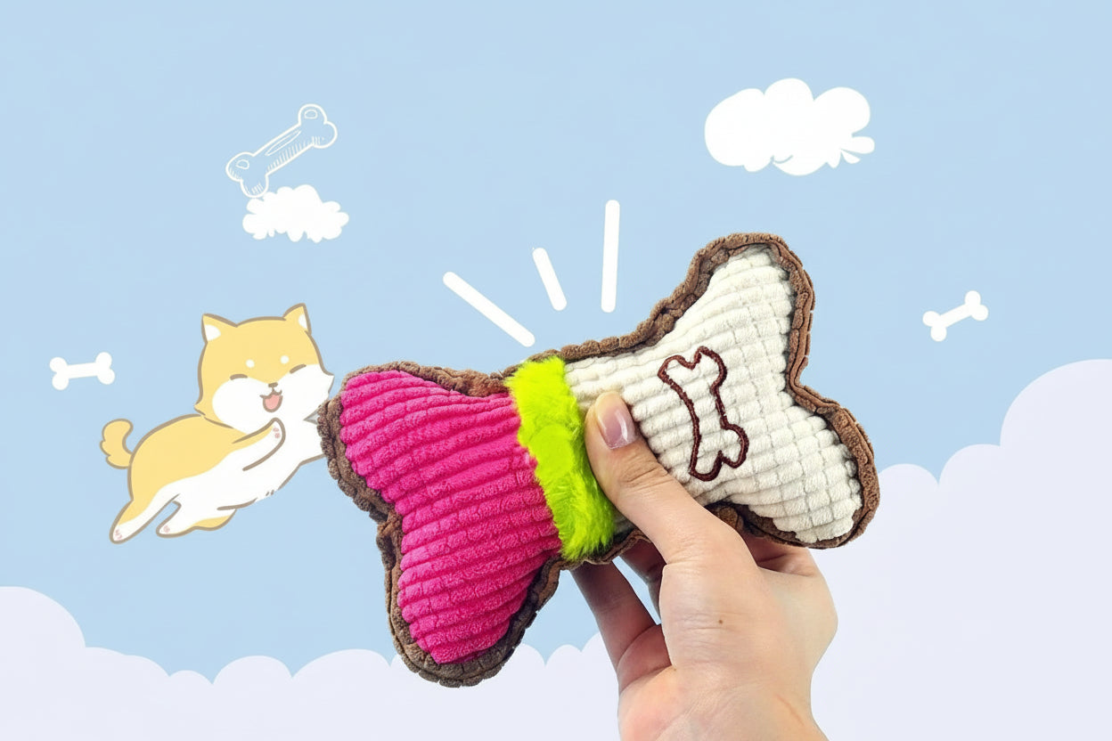 Plüschspielzeug für kleine und mittelgroße Welpen mit Quietschknochen