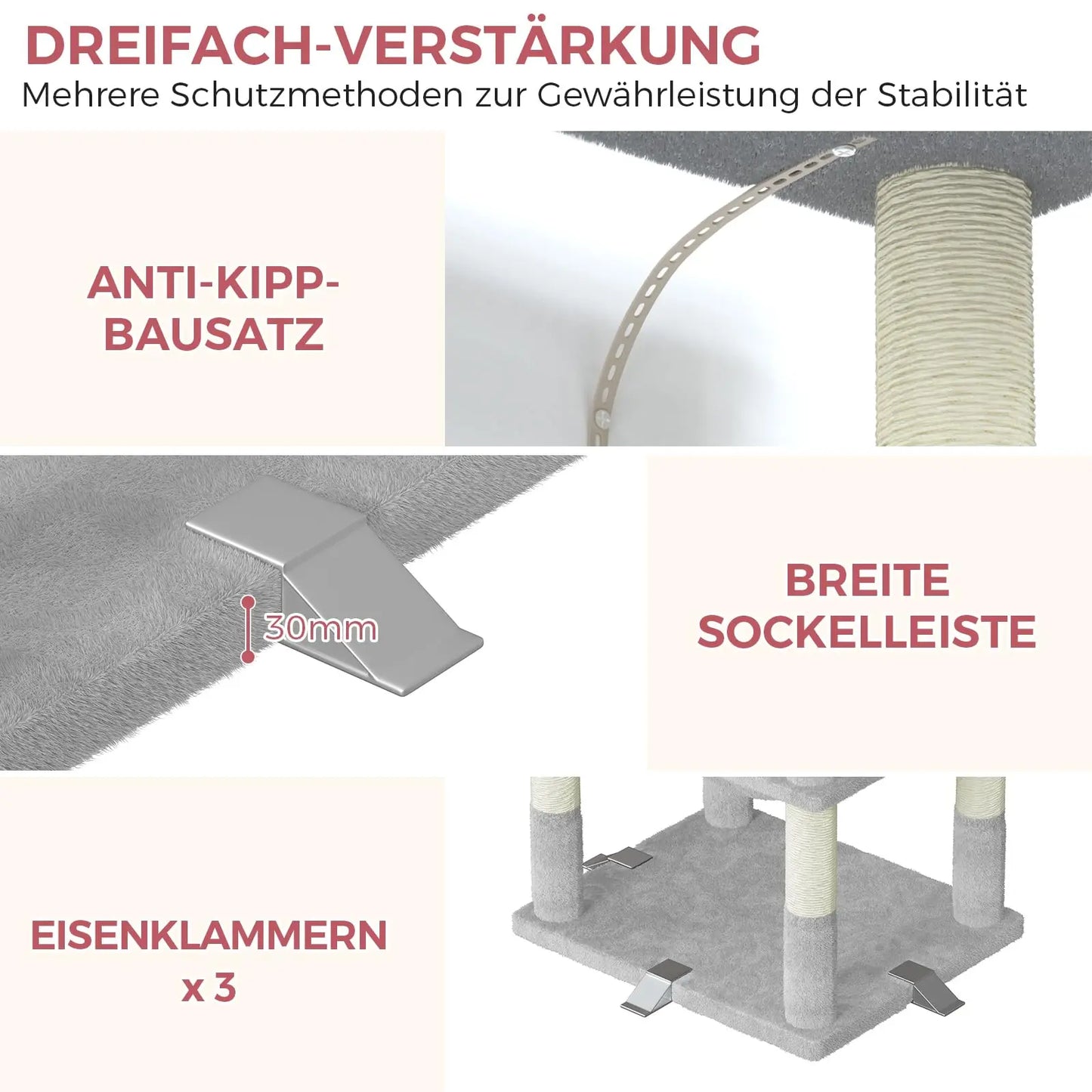 XXL Katzenbaum aus Holz für große Katzen mit Hängematte und Kratzbrett