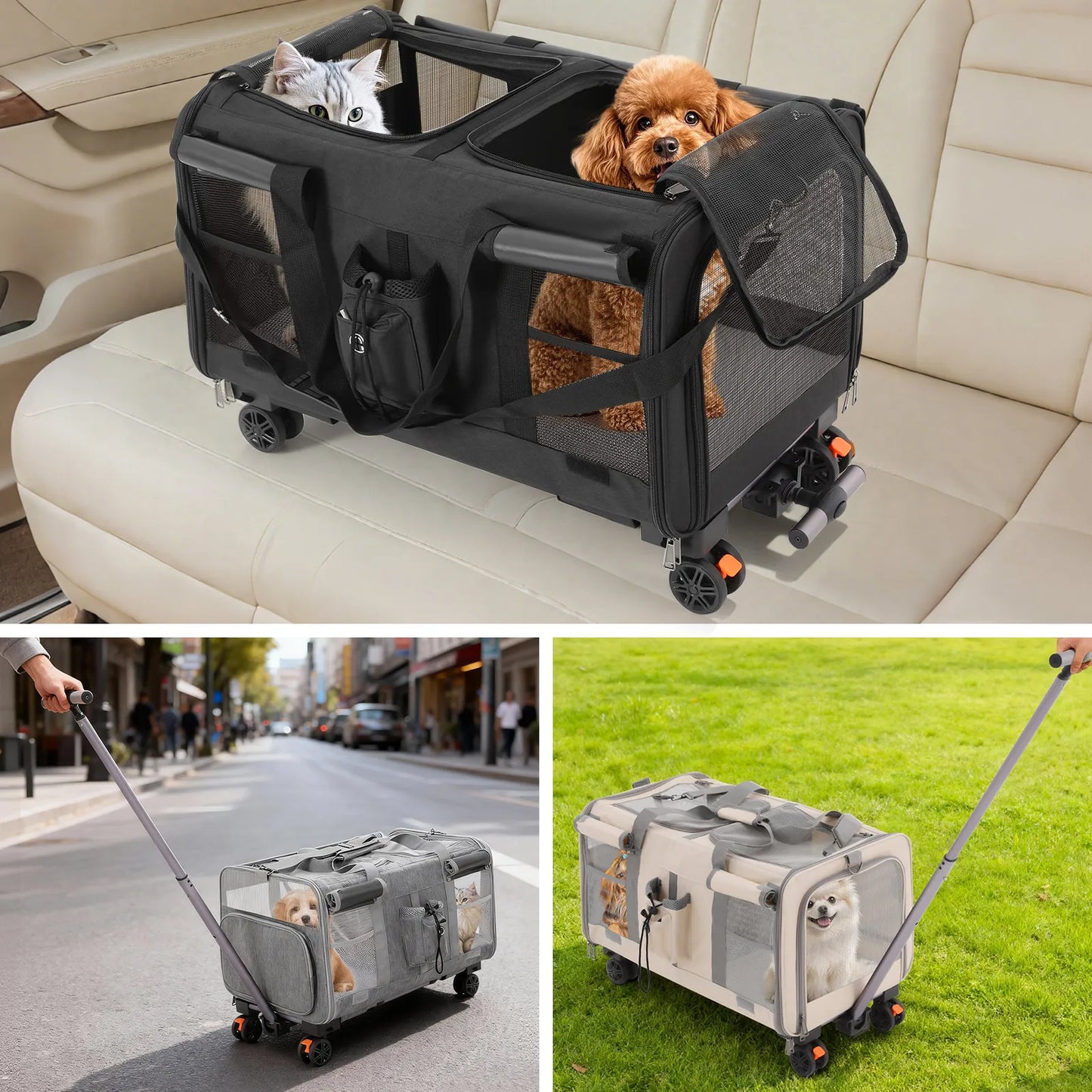 Tierfreundlicher Transportwagen mit Rädern für Katzen und Hunde