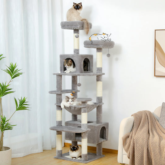 Großer Kratzbaum für Katzen mit Hängematte und Spielsitz