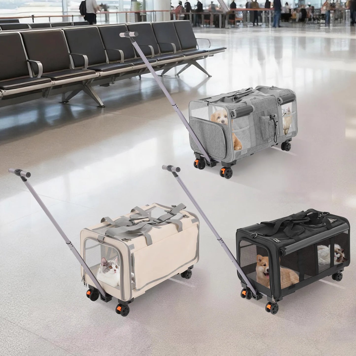 Tierfreundlicher Transportwagen mit Rädern für Katzen und Hunde