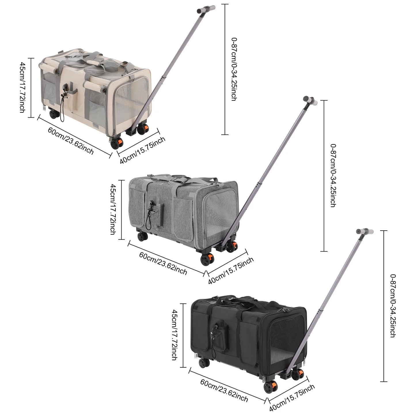 Tierfreundlicher Transportwagen mit Rädern für Katzen und Hunde