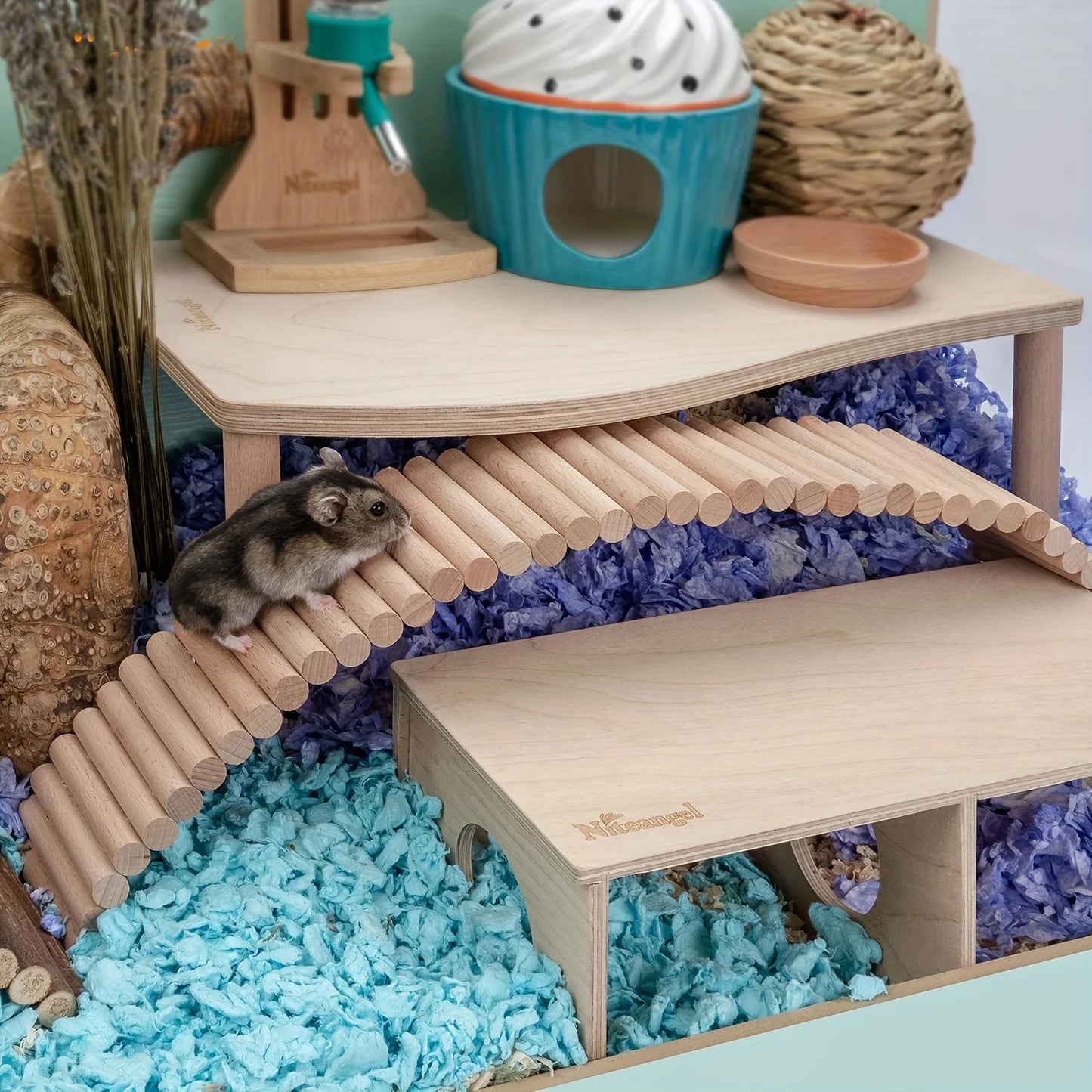 Naturholz Kletterbrücke für Hamster und Vögel
