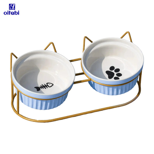 Erhöhte Katzenschalen aus Keramik für gesundes Fressen