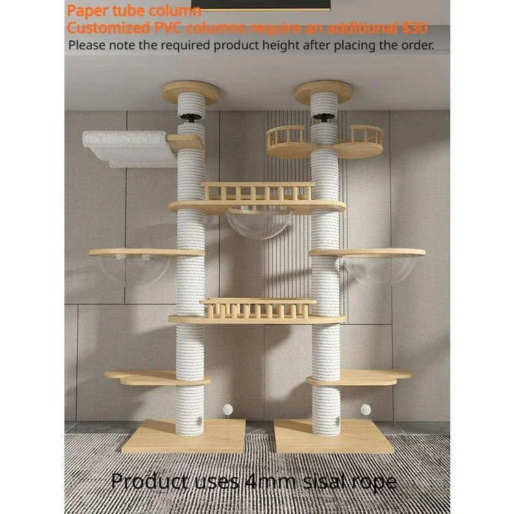 Eleganter Kratzbaum aus massivem Holz für anspruchsvolle Katzen