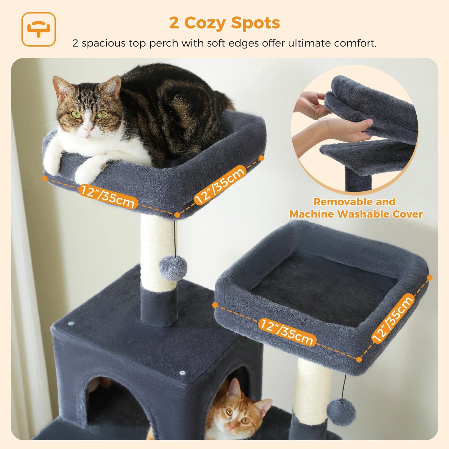 Großer luxuriöser Katzenbaum mit Kratzpfosten und Spielmöglichkeiten