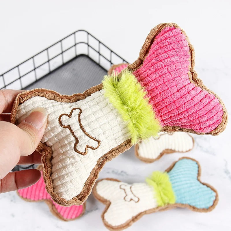 Plüschspielzeug für kleine und mittelgroße Welpen mit Quietschknochen