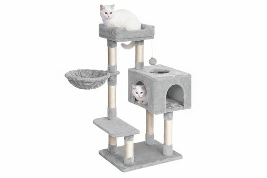 Kratzbaum mit Katzenhaus und Hängematte 100 cm