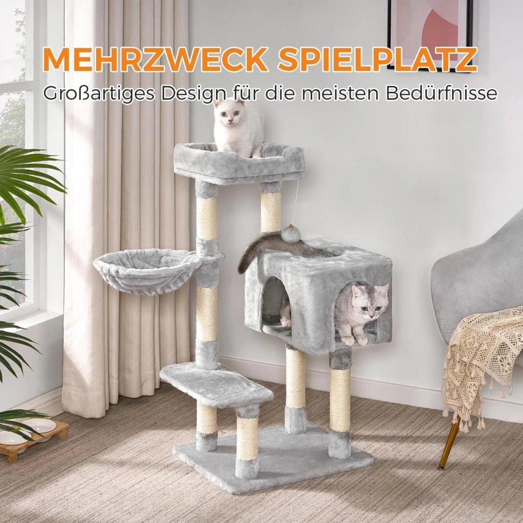 Kratzbaum mit Katzenhaus und Hängematte 100 cm