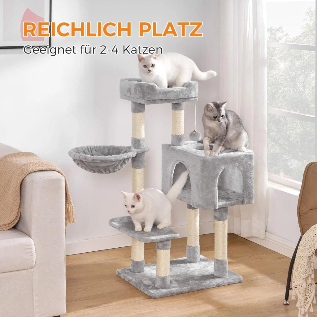 Kratzbaum mit Katzenhaus und Hängematte 100 cm