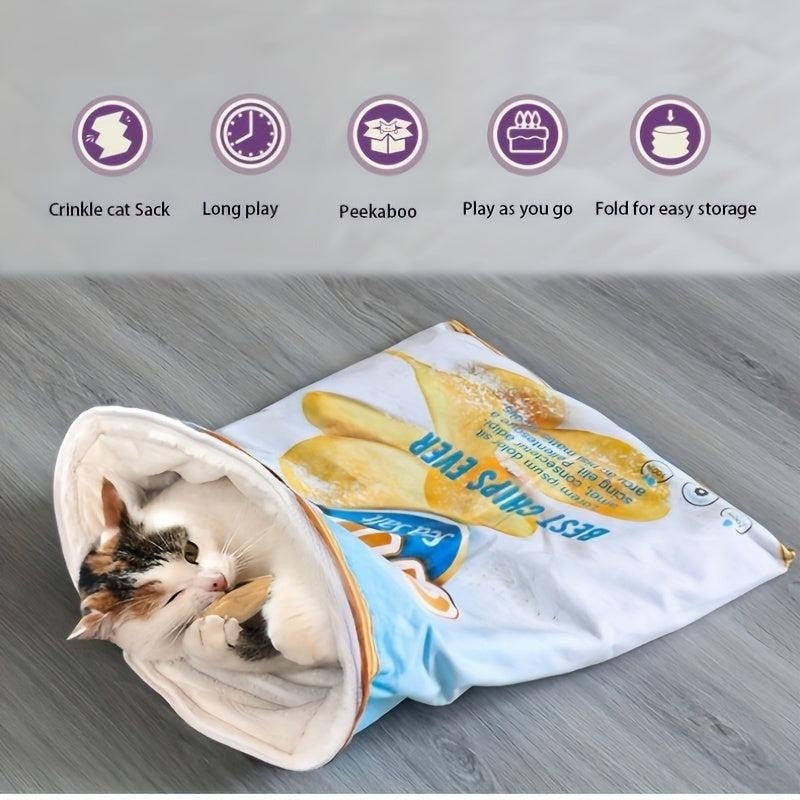 Behaglicher Katzentunnel mit Knisterpapier für spielerisches Vergnügen